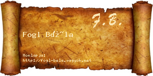 Fogl Béla névjegykártya