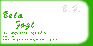 bela fogl business card