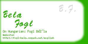 bela fogl business card